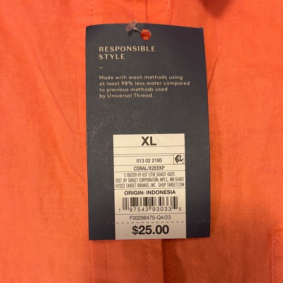 Universal Thread Coral Button Down Shirt - Picture 2 of 3